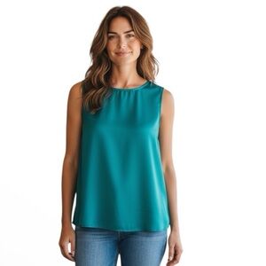 LOFT Sleeveless Blouse Teal Green Women Size S Lightweight Top